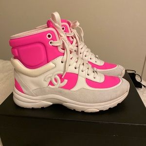 Authentic CHANEL Sneakers Hot Pink Size 36